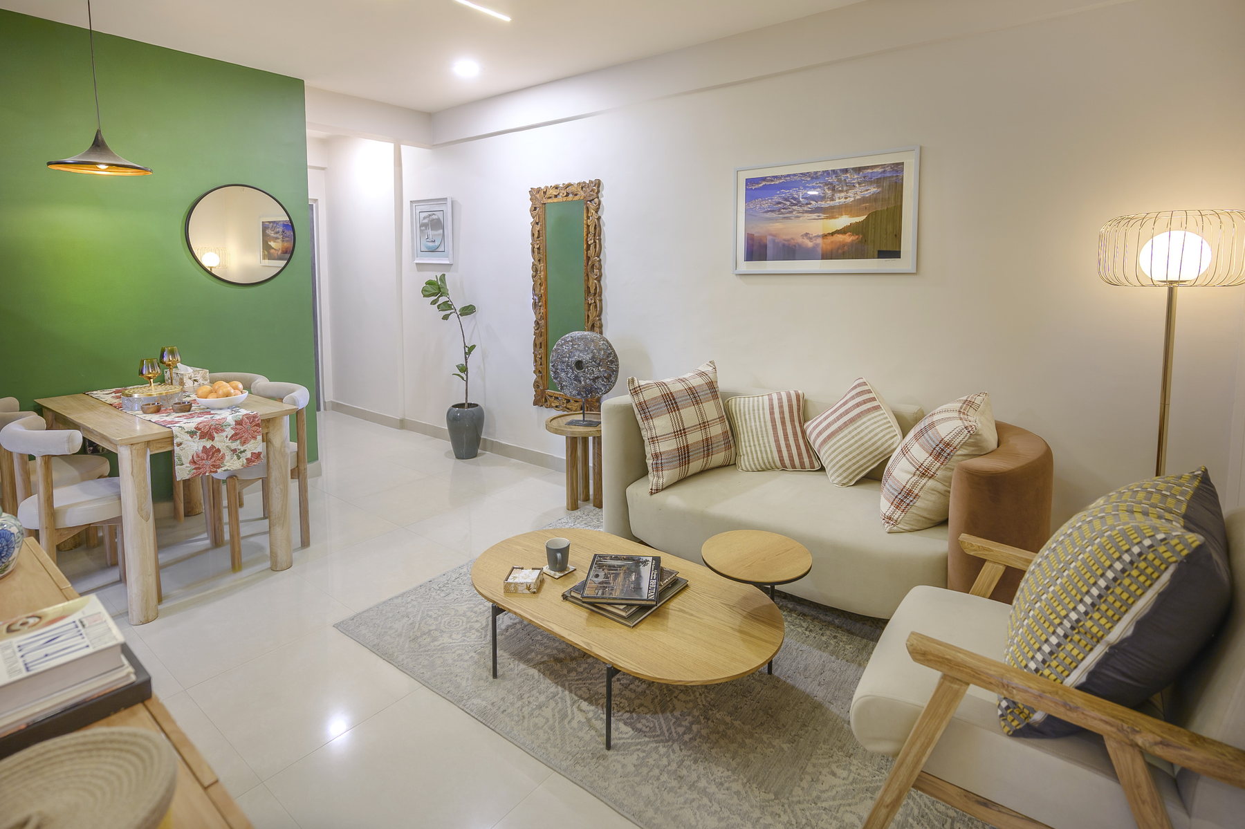 Furnished living and dining room at Smart Homes Karnal.